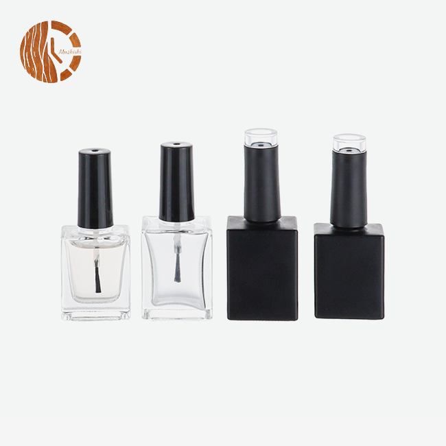 Black Frosted Square Glass Nail Polish Bottles